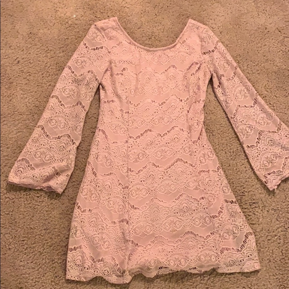Salmon pink lace dress